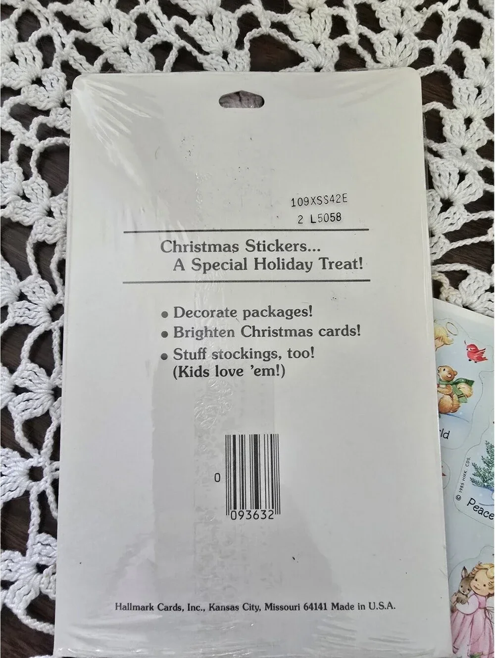 Vintage 1985 Hallmark Ambassador Christmas Stickers, 2 Sheets. Opened Pack